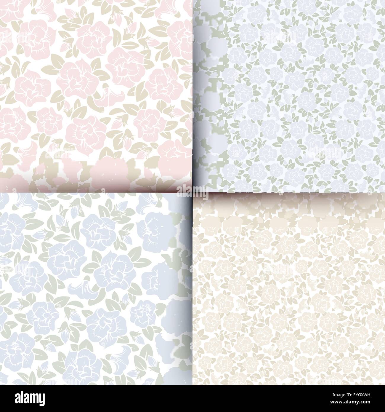 Set of seamless floral patterns. Vector illustration Stock Vector Image ...