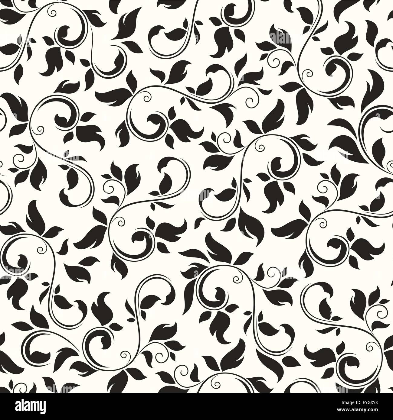 Seamless Black And White Floral Pattern Vector Illustration Stock Vector Image Art Alamy