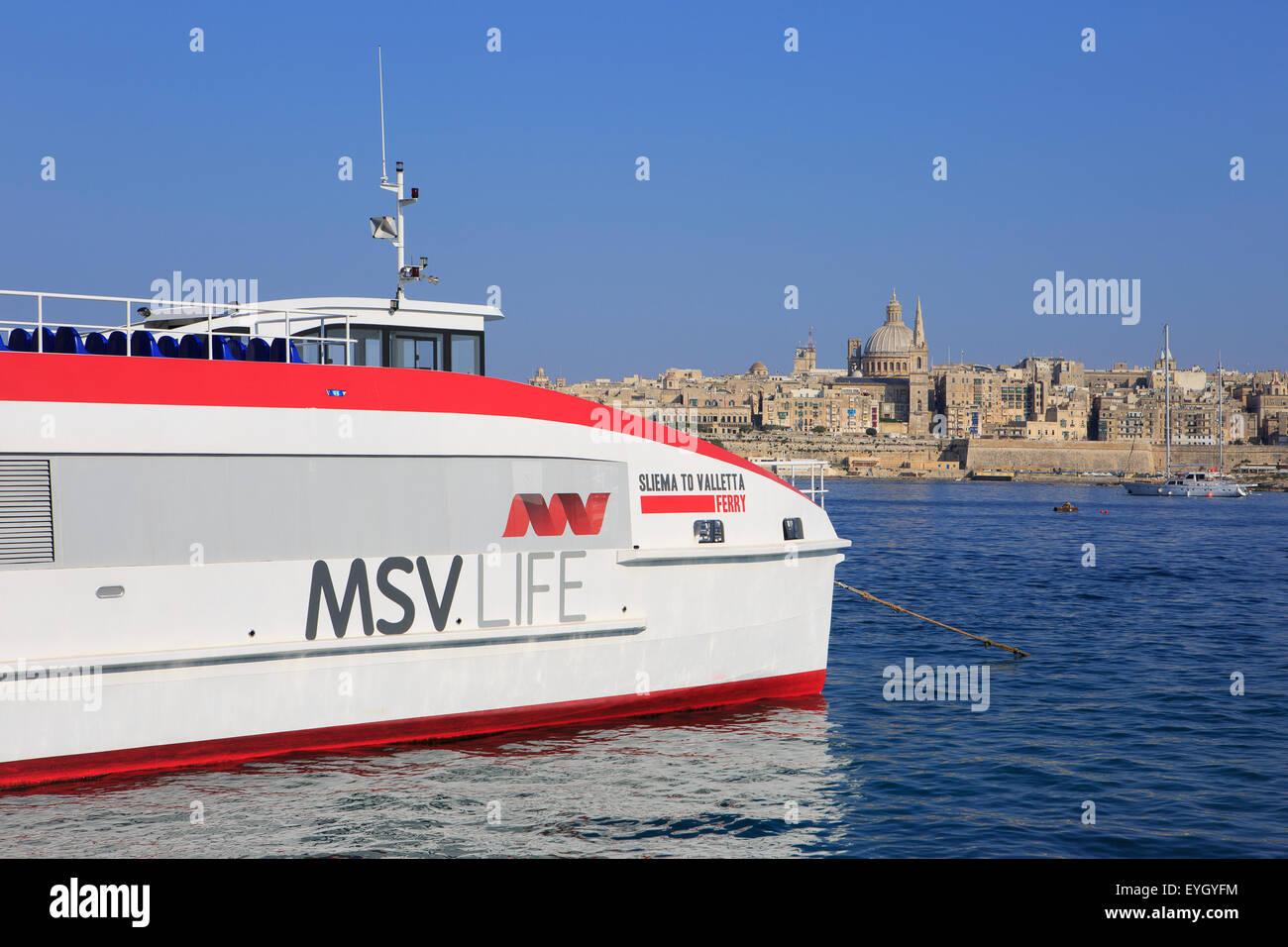Ferry from Sliema to Valletta and back in Malta Stock Photo