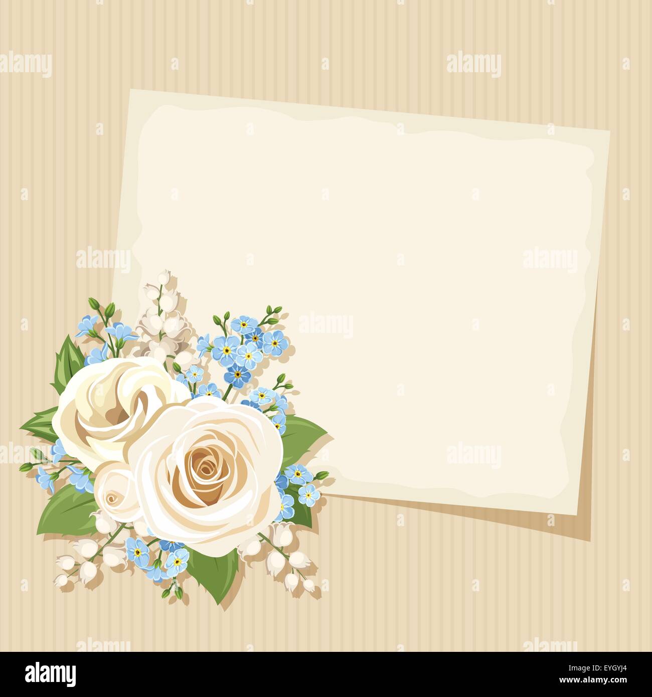 Vintage card with white and blue flowers. Vector eps-10. Stock Vector