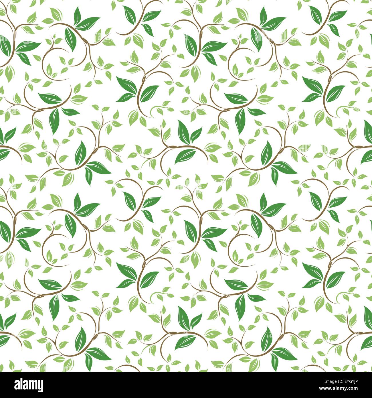 Seamless floral pattern with green leaves. Vector illustration Stock ...