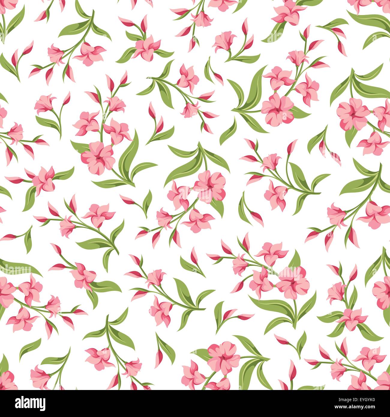 Seamless pattern with pink flowers. Vector illustration Stock Vector ...