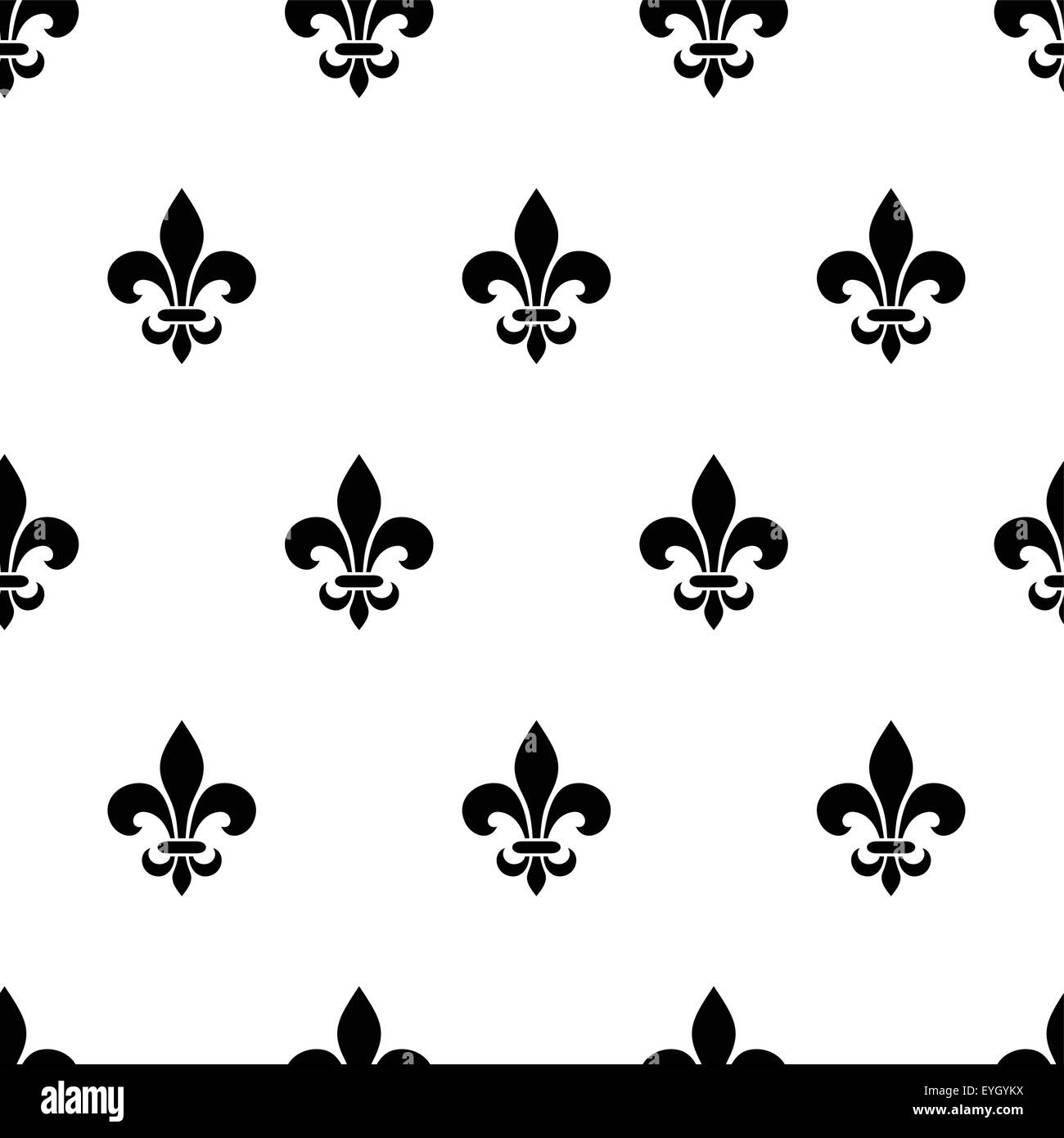 Fleur-de-lis black and white seamless pattern. Vector illustration. Stock Vector