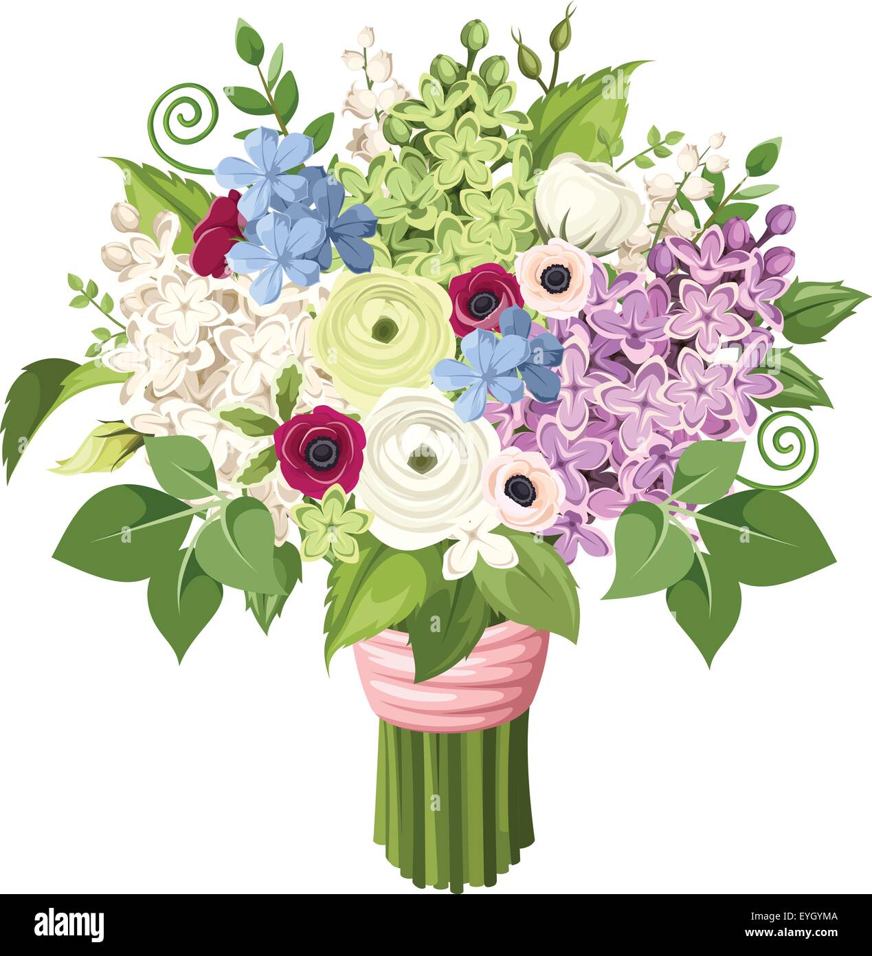 Bouquet of various flowers. Vector eps-10 Stock Vector Image & Art - Alamy