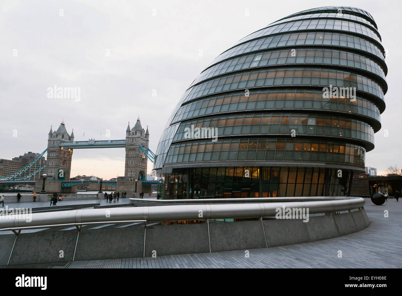 Greater London Council (Glc) Building And Tower Bridge; London, England, Uk Stock Photo Alamy