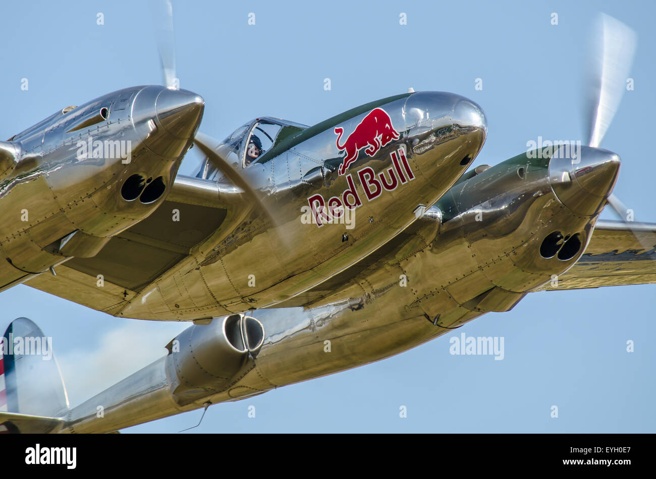 Red Bull's 'The Flying Bulls' P-38 Lightning Second World War fighter Stock Photo