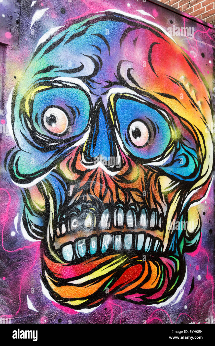 Colourful Graffiti Of A Skull By Studio Fplo In The Camden Market Area London England United Kingdom Stock Photo Alamy