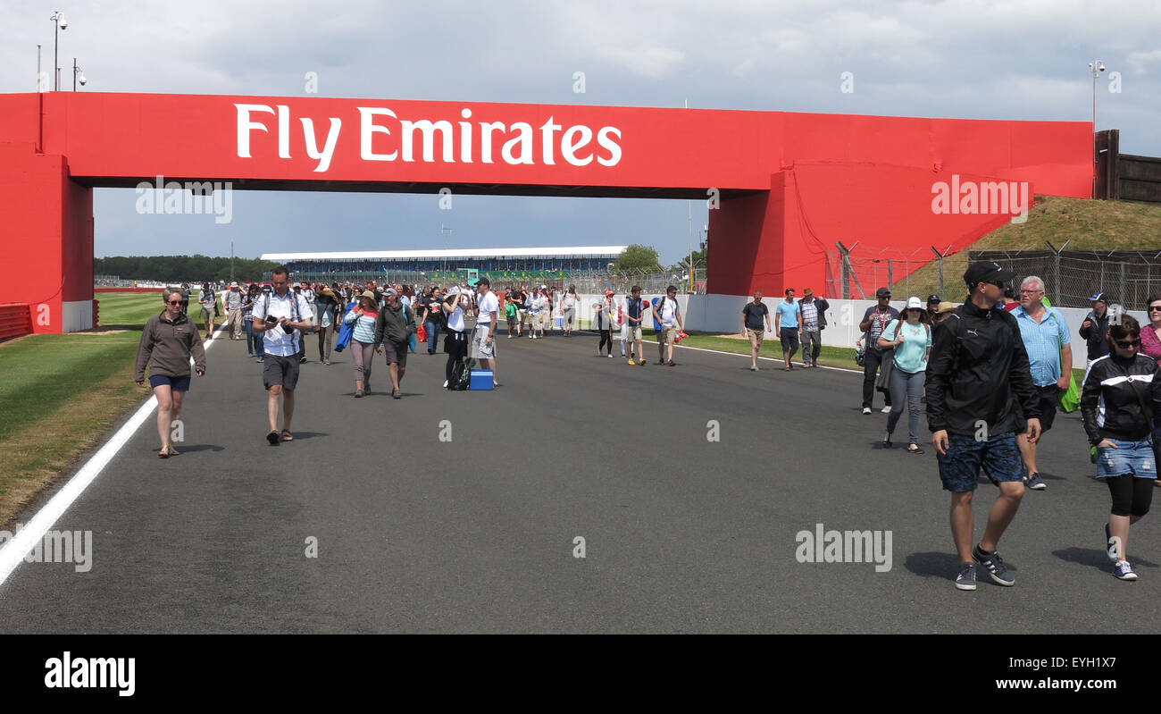 Crowds at Silverstone British Grand Prix F1Fly Emirates Stock Photo