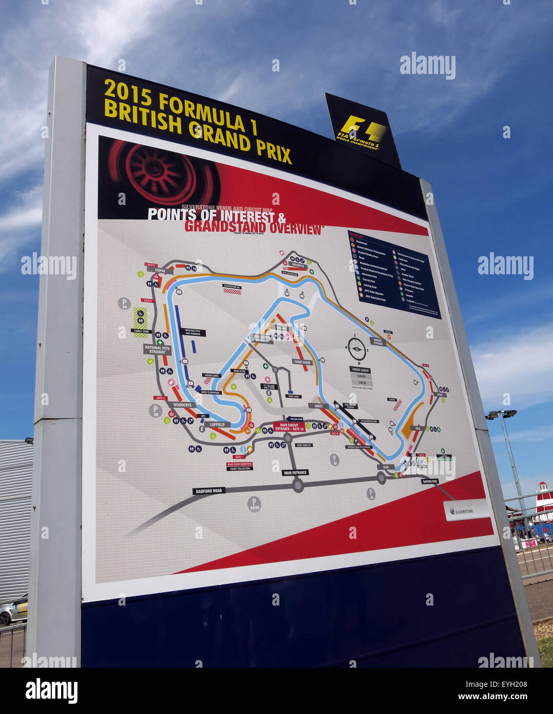 Silverstone F1 British Grand Prix Map of the Circuit, GP England Stock Photo