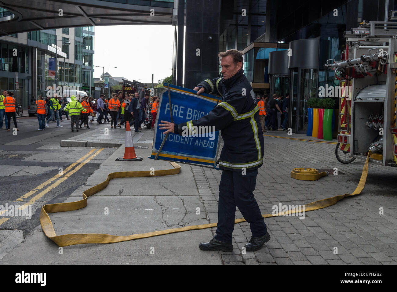 Dublin, Ireland. 29th July, 2015. Fire drill at Google HQ in Barrow Street in Dublin's Silicon Docks was carried this afternoon by Dublin fire brigade incident command unit Scania P230 © Velar Grant/ZUMA Wire/Alamy Live News Stock Photo