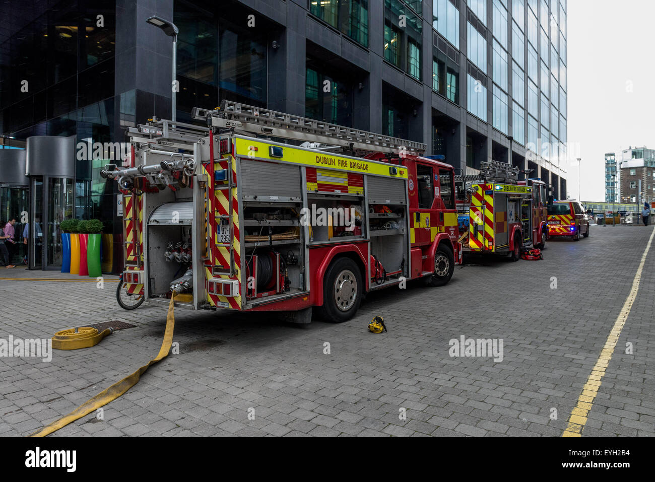 Dublin, Ireland. 29th July, 2015. Fire drill at Google HQ in Barrow Street in Dublin's Silicon Docks was carried this afternoon by Dublin fire brigade incident command unit Scania P230 © Velar Grant/ZUMA Wire/Alamy Live News Stock Photo