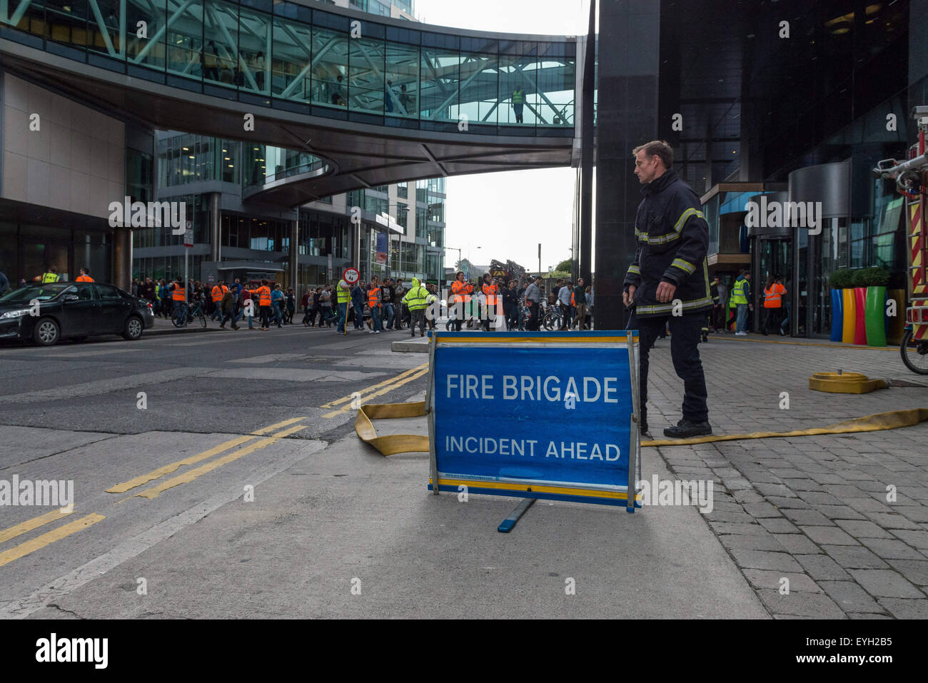 Dublin, Ireland. 29th July, 2015. Fire drill at Google HQ in Barrow Street in Dublin's Silicon Docks was carried this afternoon by Dublin fire brigade incident command unit Scania P230 © Velar Grant/ZUMA Wire/Alamy Live News Stock Photo