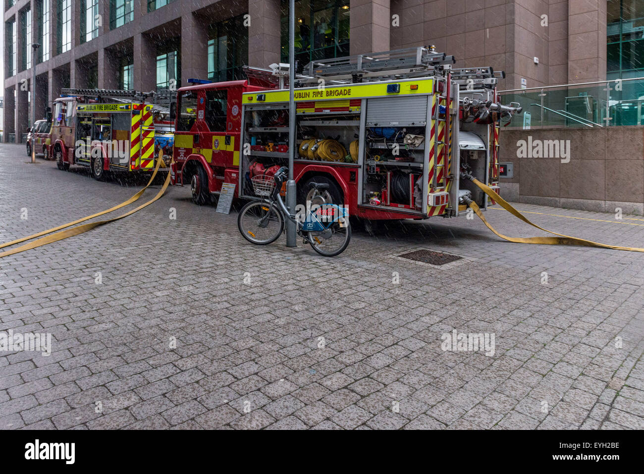 Dublin, Ireland. 29th July, 2015. Fire drill at Google HQ in Barrow Street in Dublin's Silicon Docks was carried this afternoon by Dublin fire brigade incident command unit Scania P230 © Velar Grant/ZUMA Wire/Alamy Live News Stock Photo