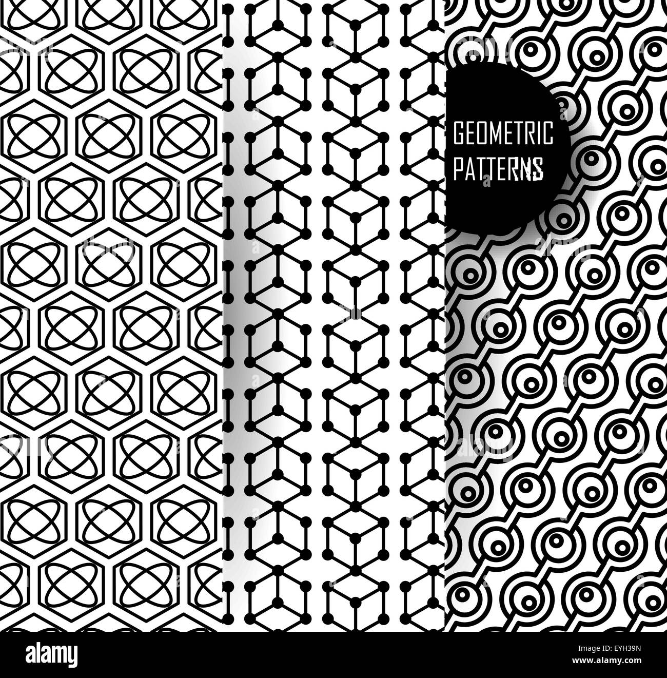 geometric pattern in op art design. Black and white art Stock Vector