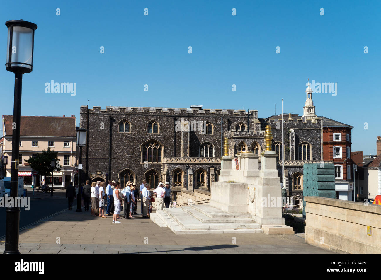 St Peters Street in Norwich, Norfolk, with The Guildhall, England's largest and most elaborate provincial medieval city hall Stock Photo