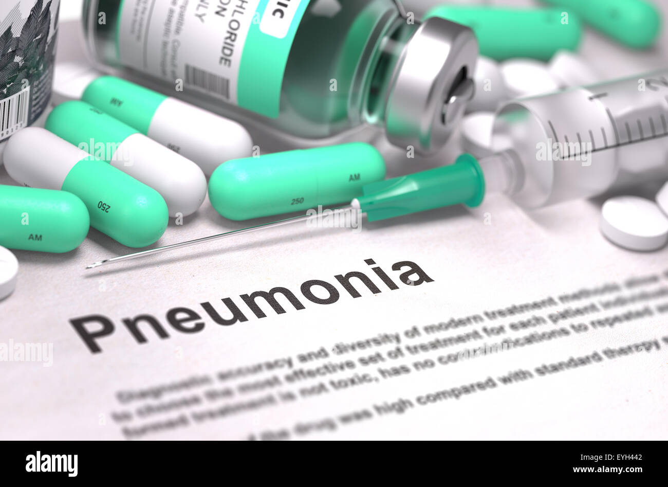 Pneumonia Diagnosis. Medical Concept. Composition of Medicaments. Stock Photo