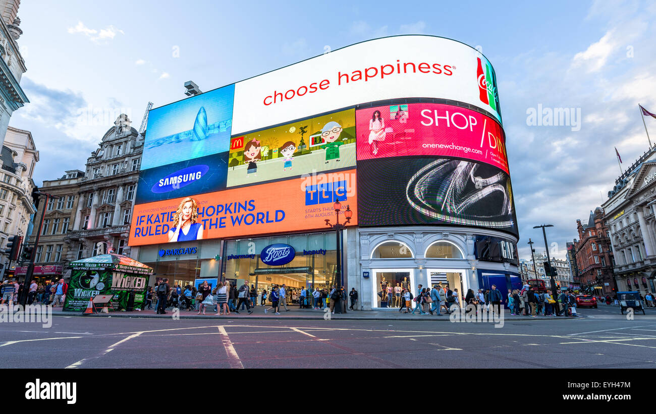 Piccadilly Circus new famous iconic landmark advertisements billboards in in London England UK Stock Photo