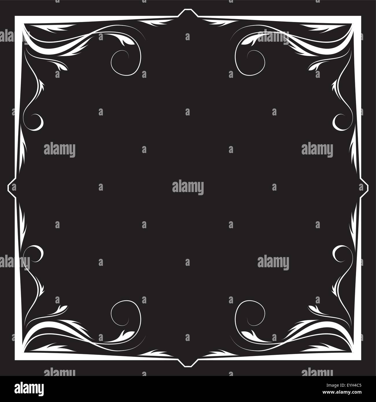 Vector square floral white frame on a black background Stock Vector ...