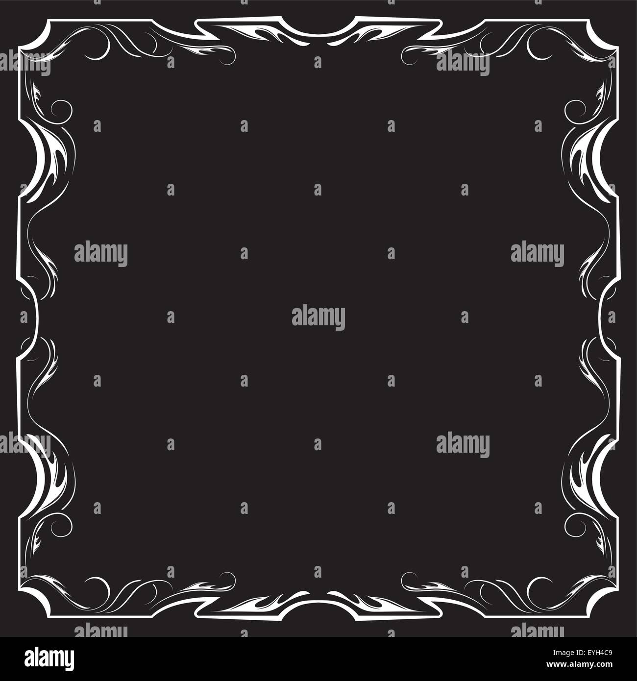 Vector square floral white frame on a black background Stock Vector ...