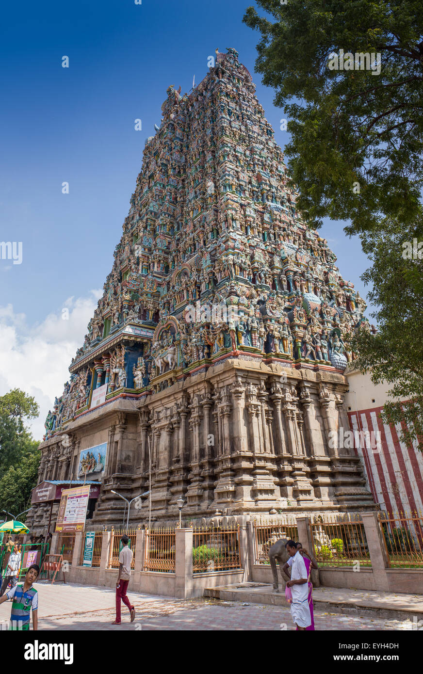 Colorful tower of Meenakshi Amman Temple Stock Photo