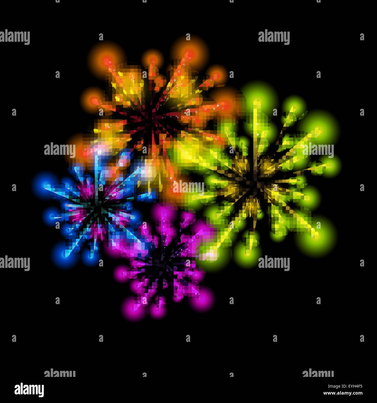 Vector Illustration of Fireworks, Salute on a Dark Background Stock