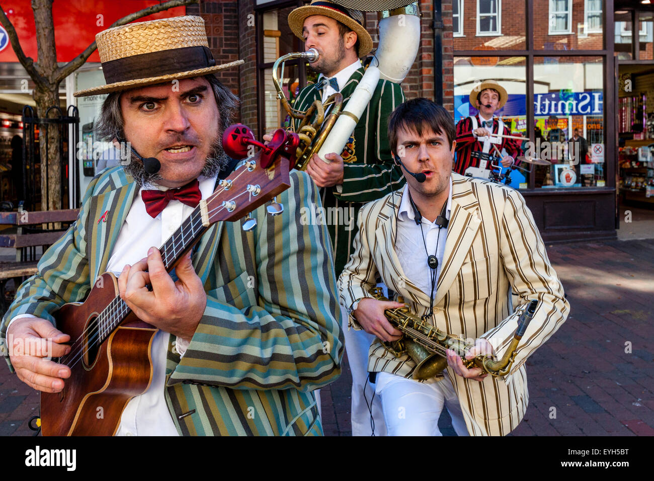 The Iron Boot Scrapers Steampunk Band Perform In Lewes Town Centre