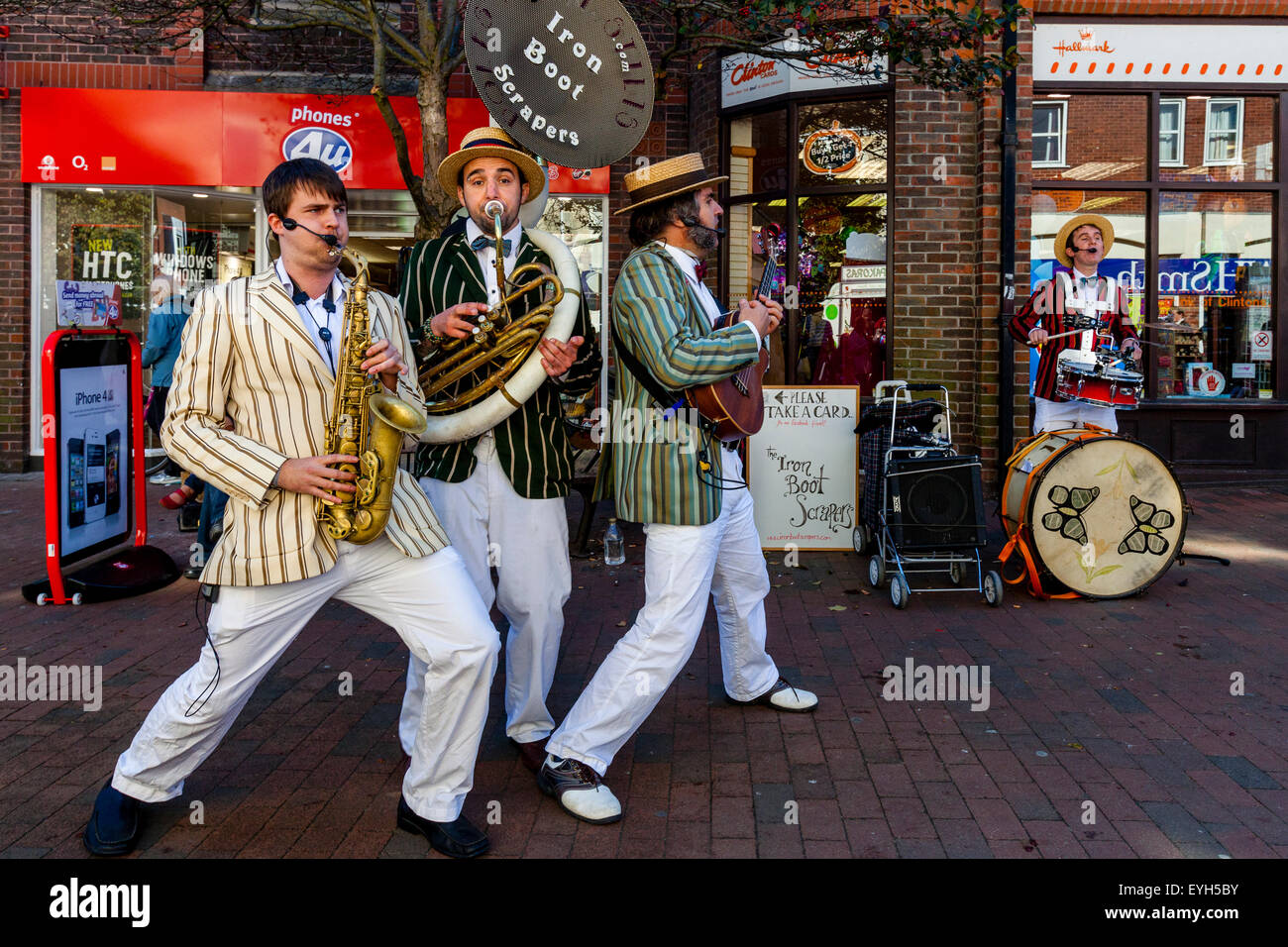 The Iron Boot Scrapers Steampunk Band Perform In Lewes Town Centre