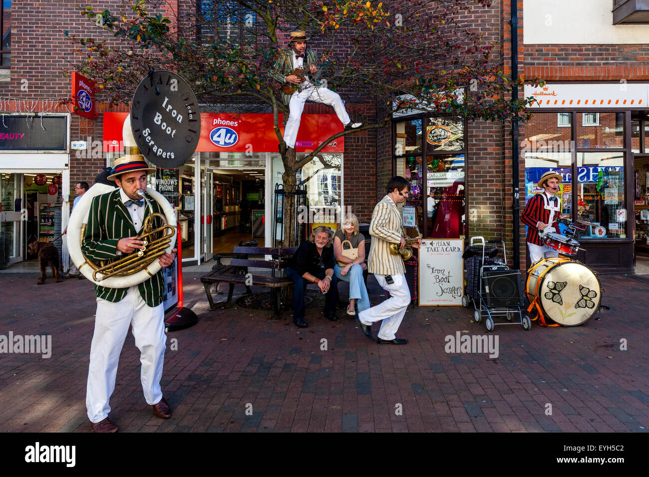 The Iron Boot Scrapers Steampunk Band Perform In Lewes Town Centre