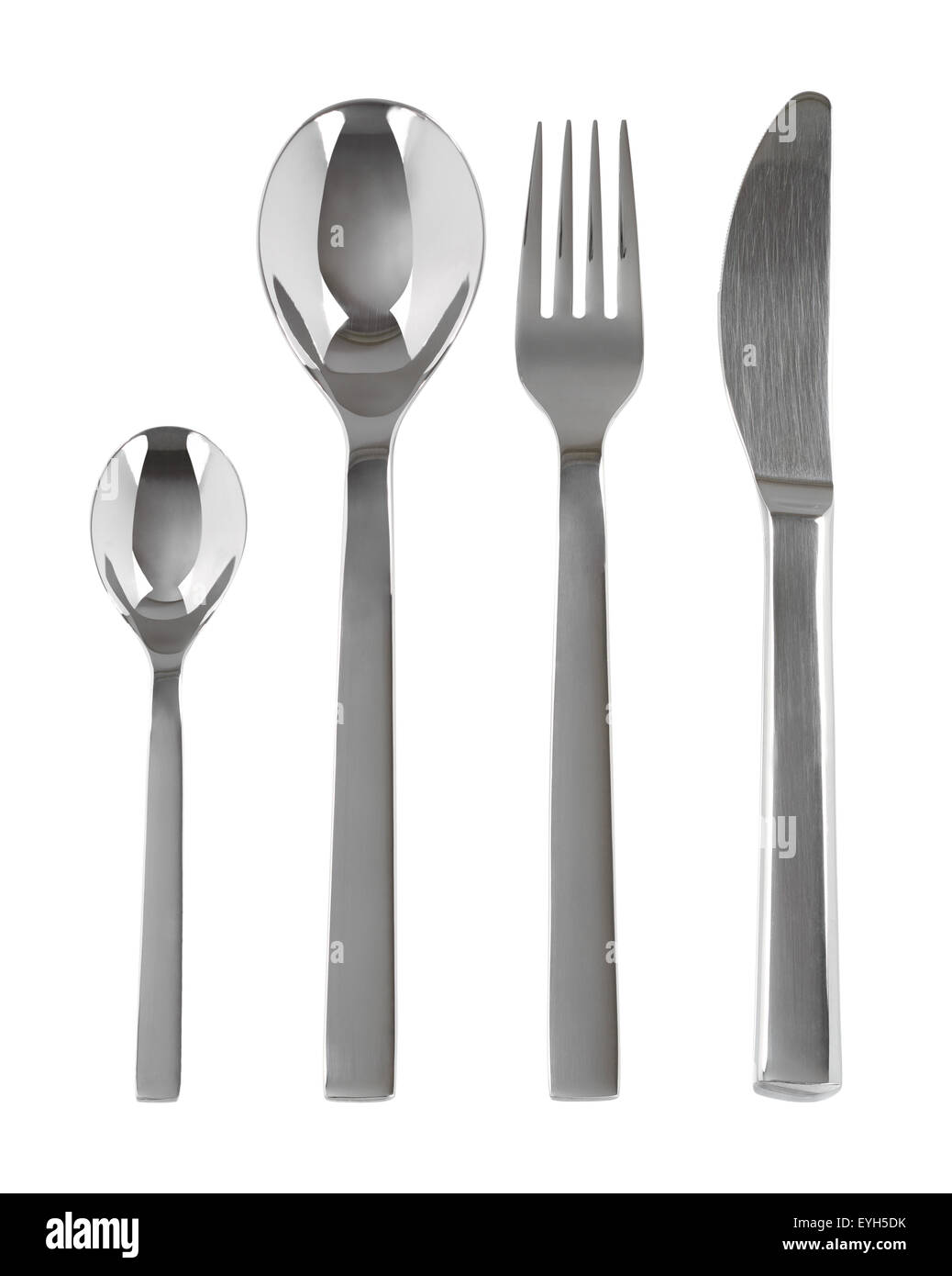 Knife fork spoon silverware cutlery table setting Stock Photo