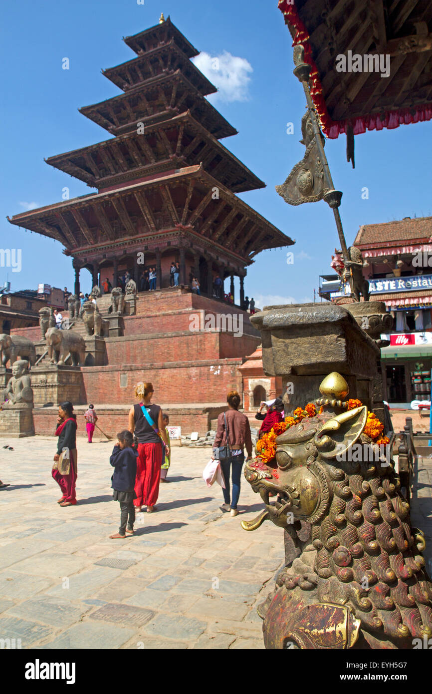 Bhaktapur's Taumadhi Square days before the 2015 earthquake Stock Photo