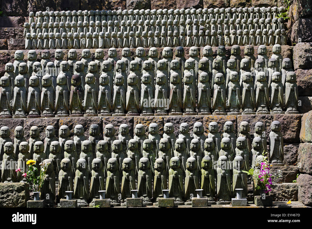 Jizo Statues at JizoDo Hall at Hasedera Buddhist Temple in Kamakura