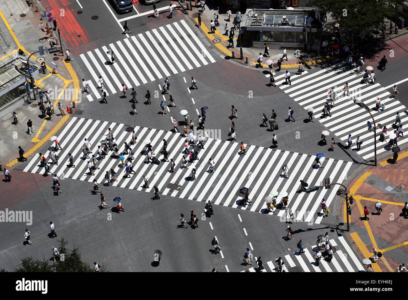 People crossing the pedestrian crossing at the intersection in Shibuya, Tokyo, Japan Stock Photo