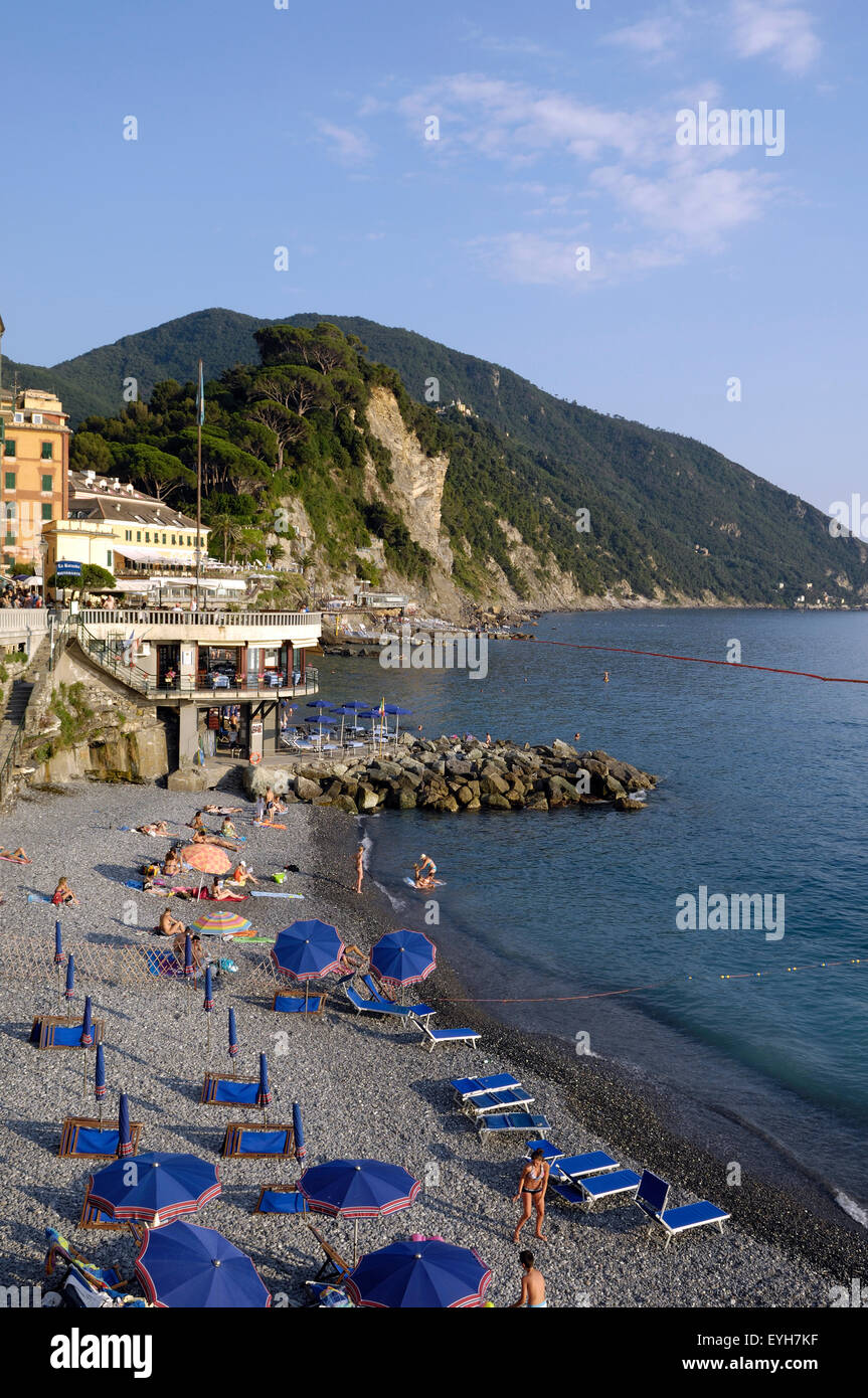 a view on the beach of Camogli, Liguria Stock Photo