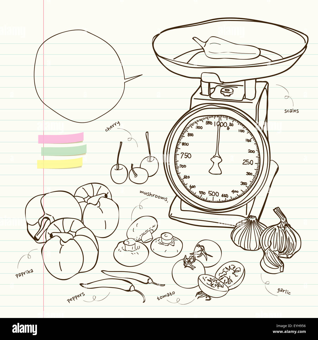 kitchen scale and vegetables Stock Photo Alamy