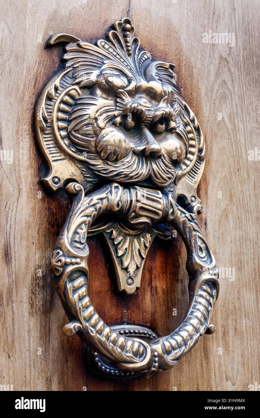 Spain, Europe, Spanish, Madrid, door knocker, brass, Old Man Father