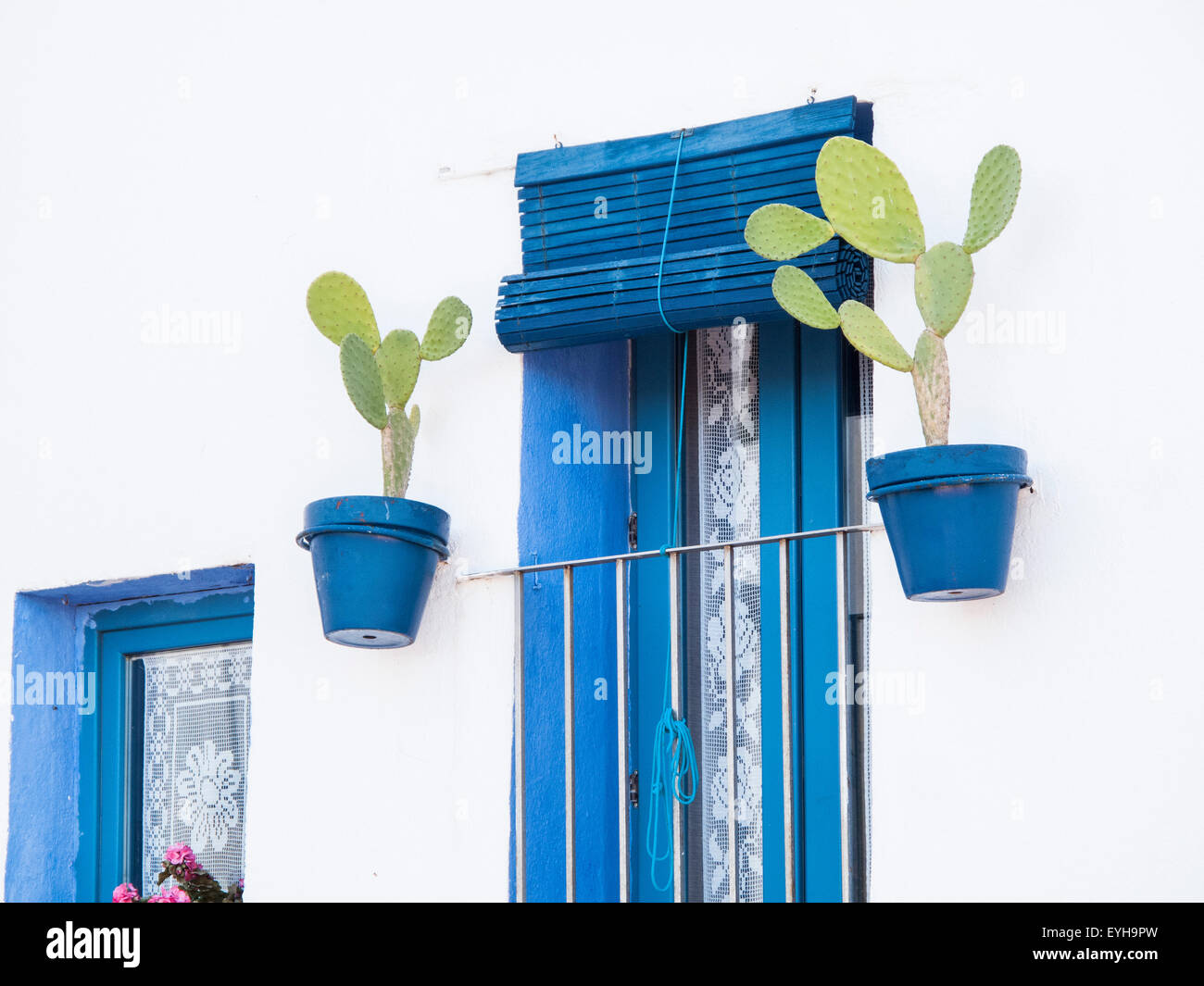 Pot plants on a house in Spain Stock Photo Alamy