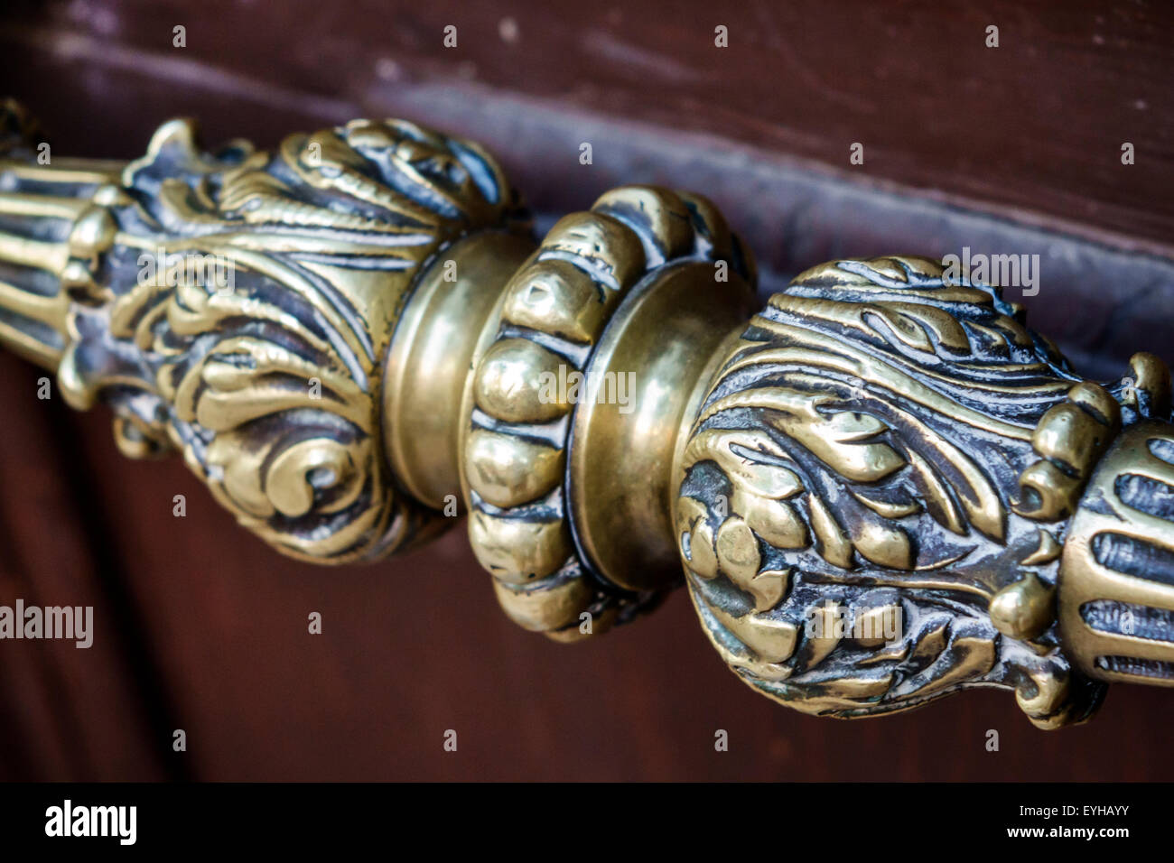 Madrid Spain Europe Spanish Door Handle Detail Brass Stock Photo