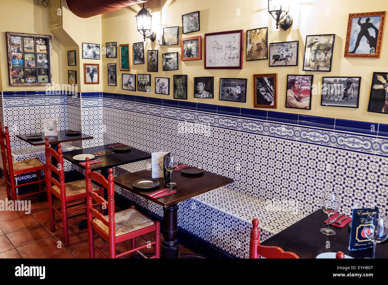 Madrid Spain,Salamanca,restaurant restaurants food dining cafe cafes,Taberna Embroque,interior inside,bullfighting,Spain150627212 Stock Photo