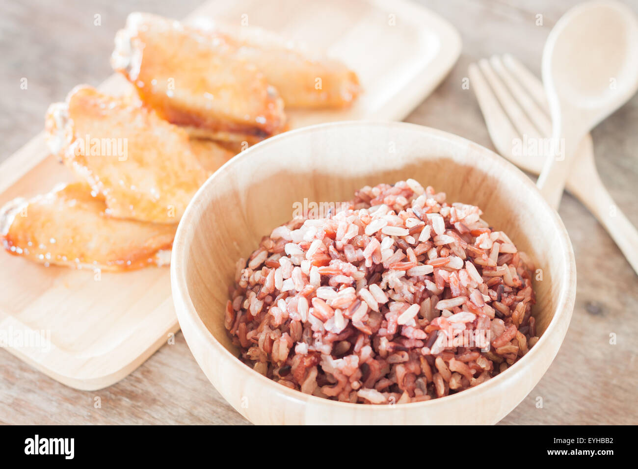 Multi grains berry rice with grilled chicken wings, stock photo Stock Photo