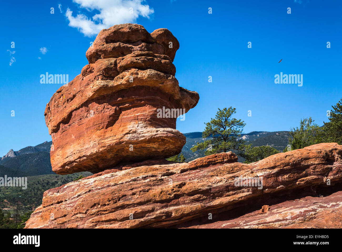 Balanced Rock in the Garden of the Gods National Natural Landmark near Colorado springs, Colorado, USA. Stock Photo