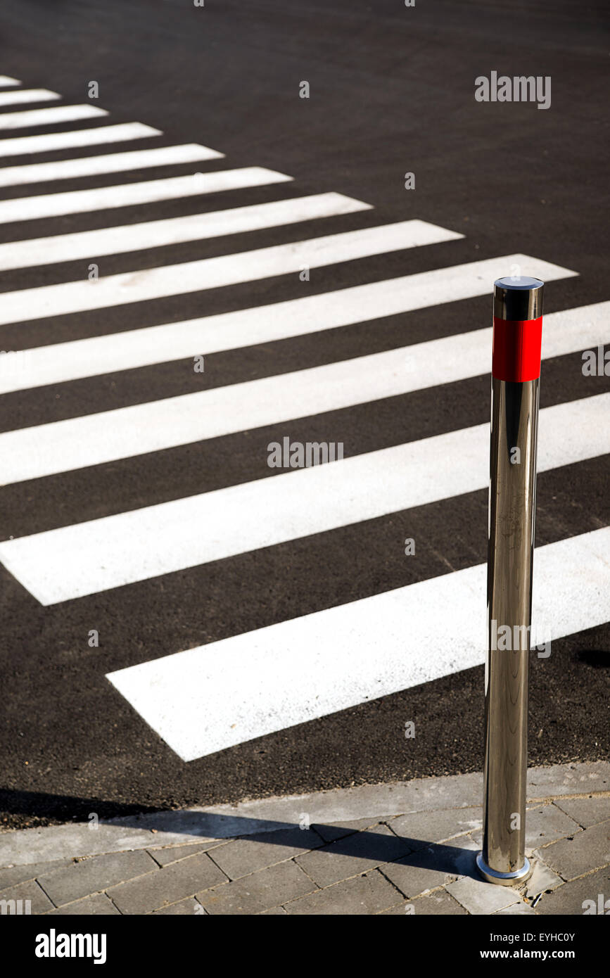 Crosswalk markings painted white paint on asphalt in the city Stock