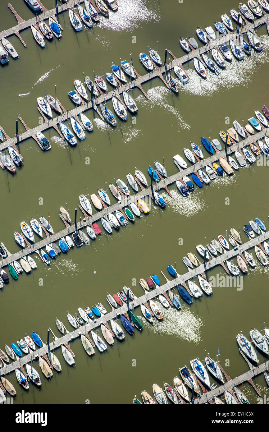 Aerial view, sailboats, landing stage, Hamburger Yachthafen-Gemeinschaft e.V., Elbe, Wedel, Schleswig-Holstein, Germany Stock Photo