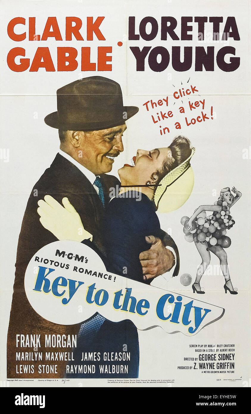 Key to the City - Clark Gable - Loretta Young - Movie Poster Stock Photo