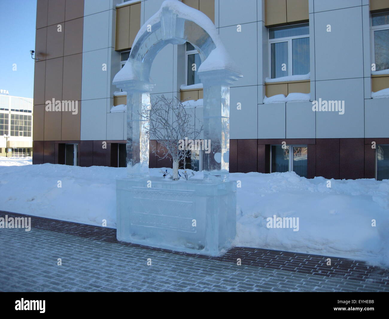 Winter ice figures. A carving on ice Stock Photo - Alamy