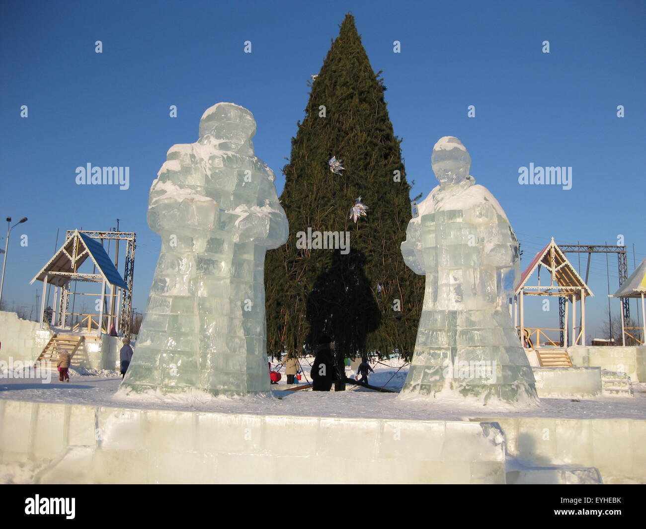 Winter ice figures. A carving on ice Stock Photo - Alamy