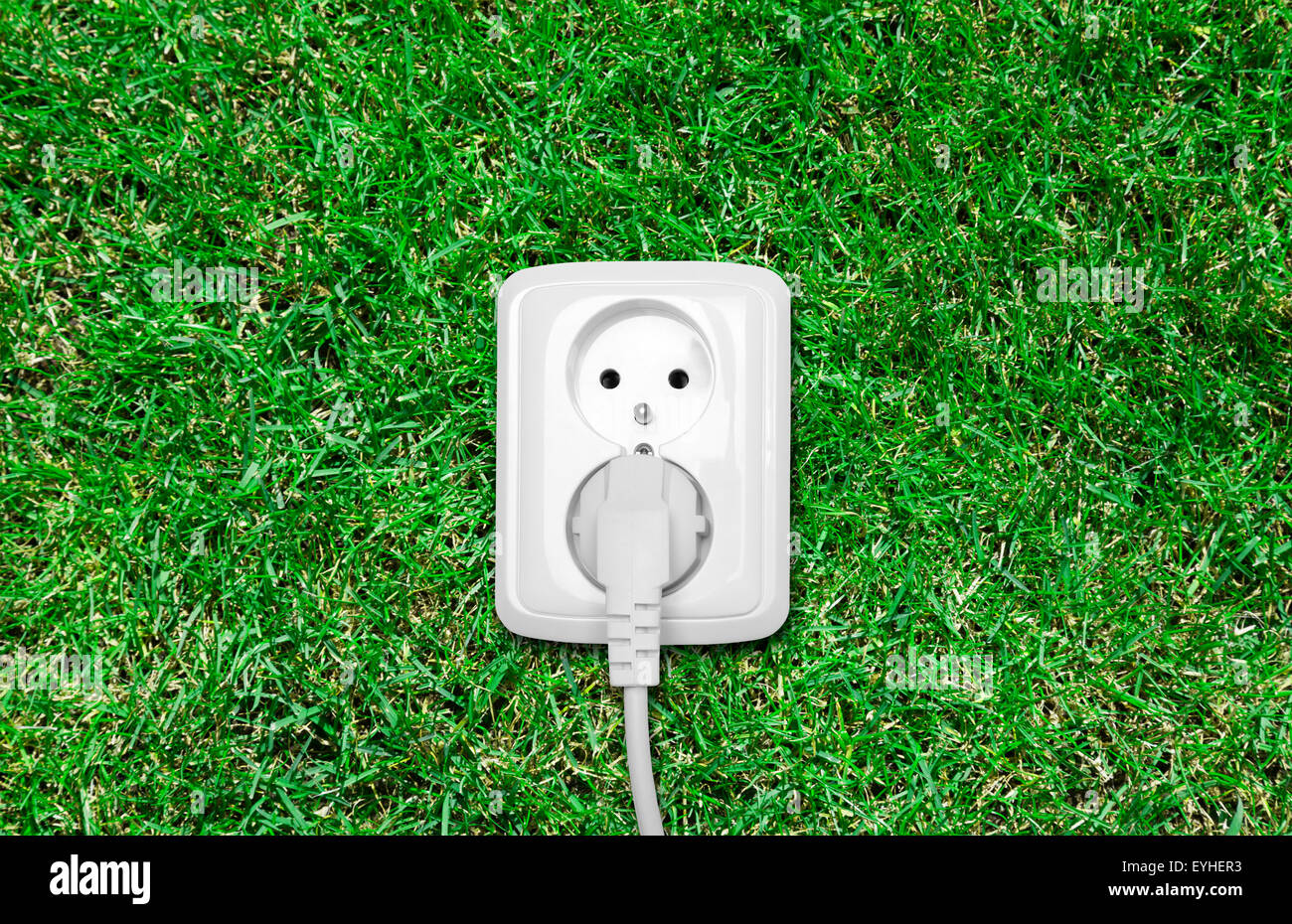 Electric outlet on green grass Stock Photo Alamy