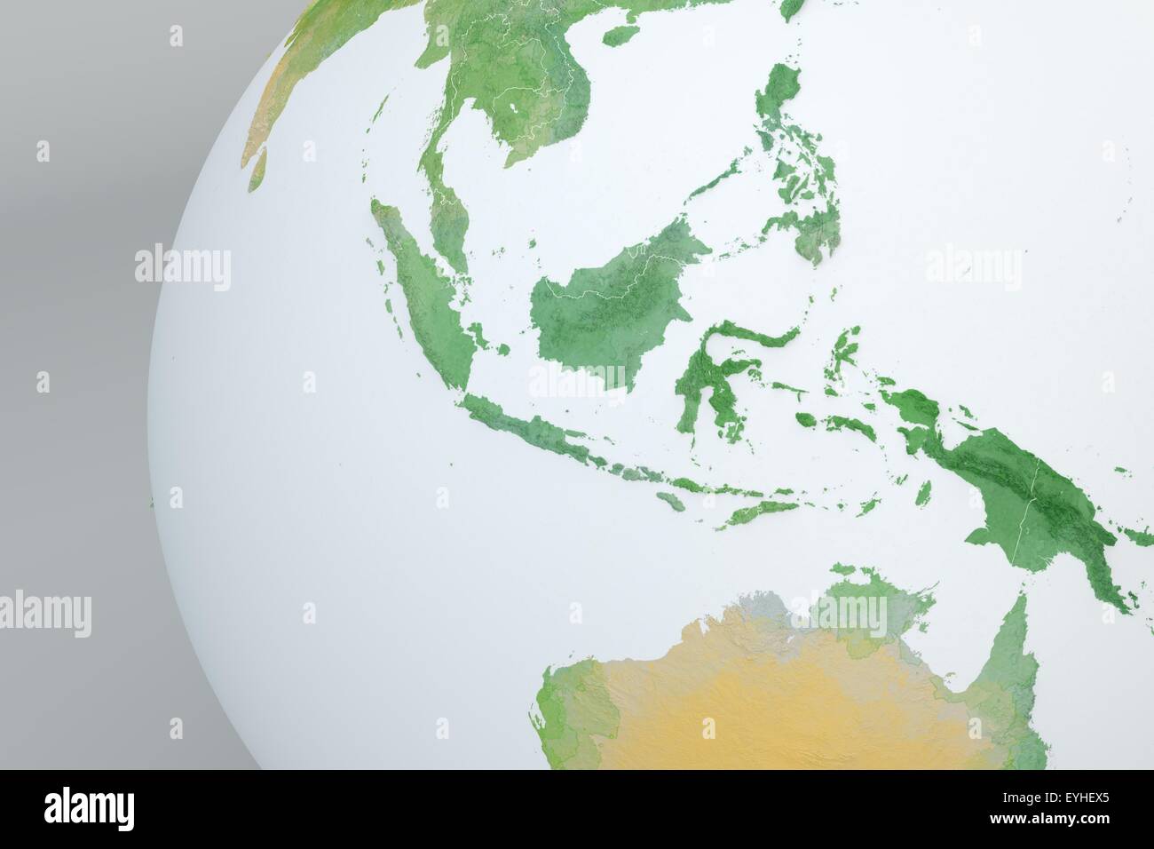 Illustration of flat Indonesia map with physical borders Stock Photo
