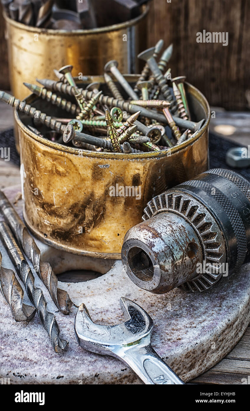 A set of auto mechanic tools. Tools: head crank, ratchet, imbus keys Stock  Photo - Alamy