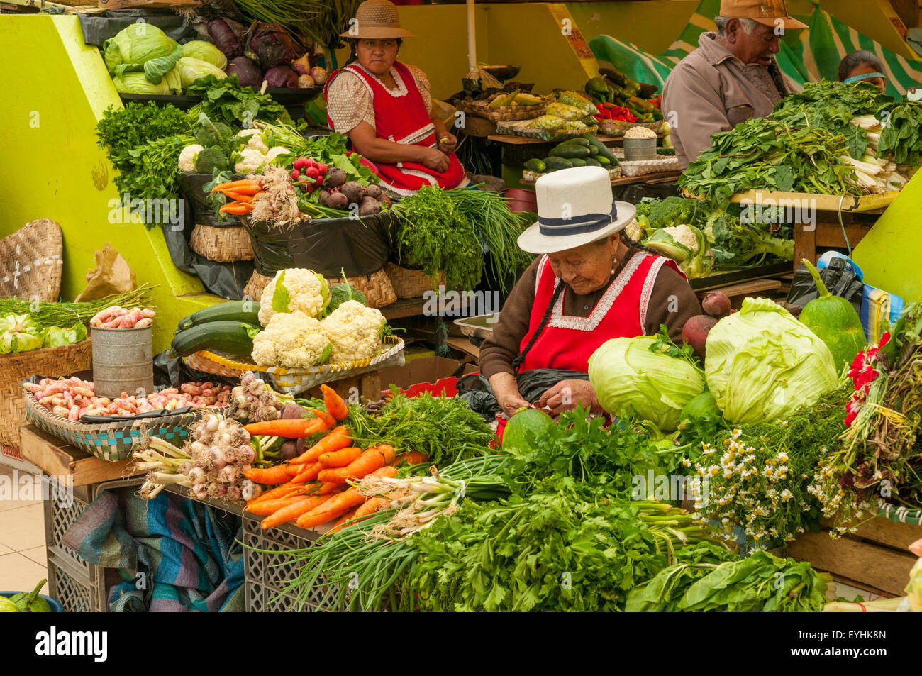 Indoor Vegetable Market, Cuenca, Ecuador Stock Photo