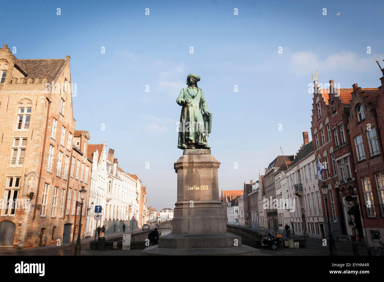 Van Eyck square, Bruges, Belgium Stock Photo